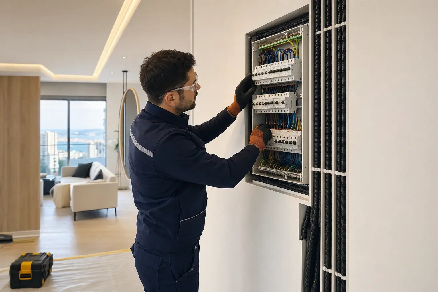Modern dairede elektrik panosu ve tesisat yenileme uygulaması