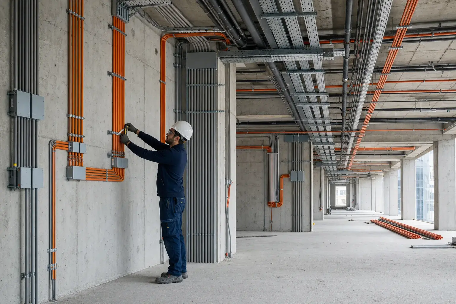 İstanbul’daki sıfır inşaatta düzenli elektrik borulama ve kablo altyapısı